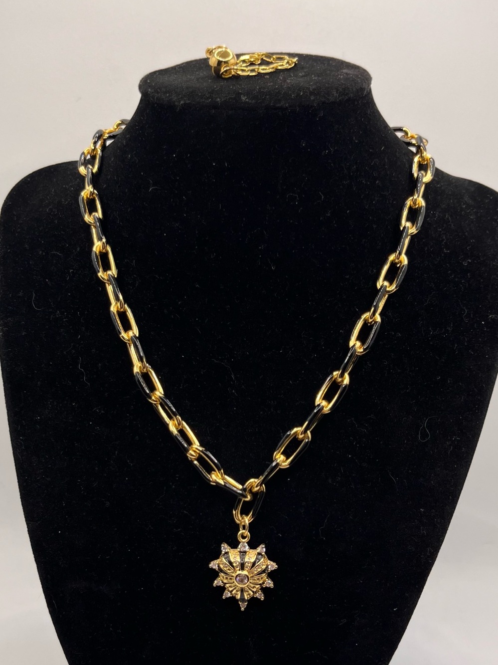 Gold Link Necklace with Starburst Charm - Women Jewelry